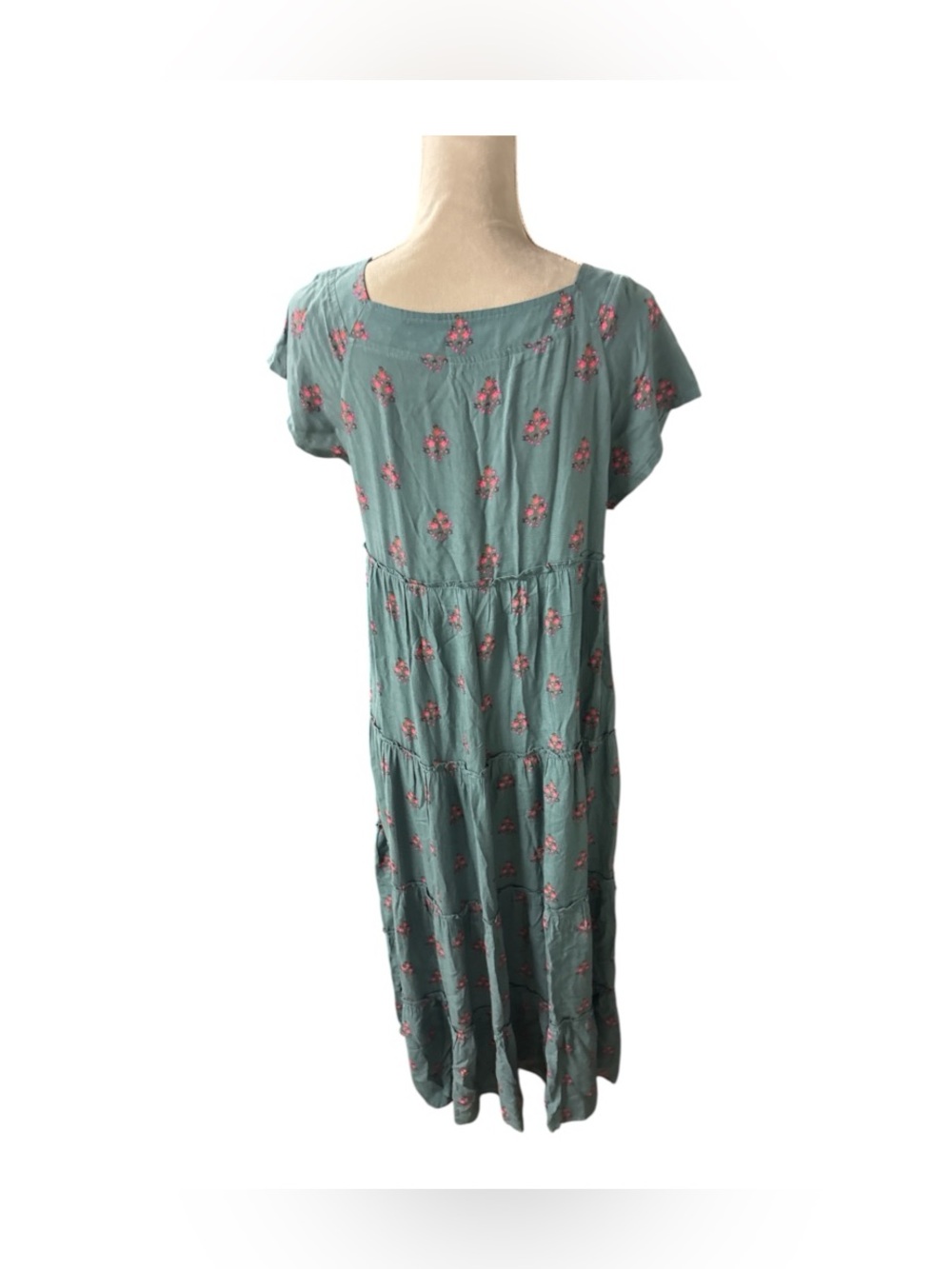 NATURAL LIFE Teal Tiered Maxi Dress with Short Sleeves - Picture 5 of 8